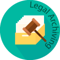 legal archiving globe badge