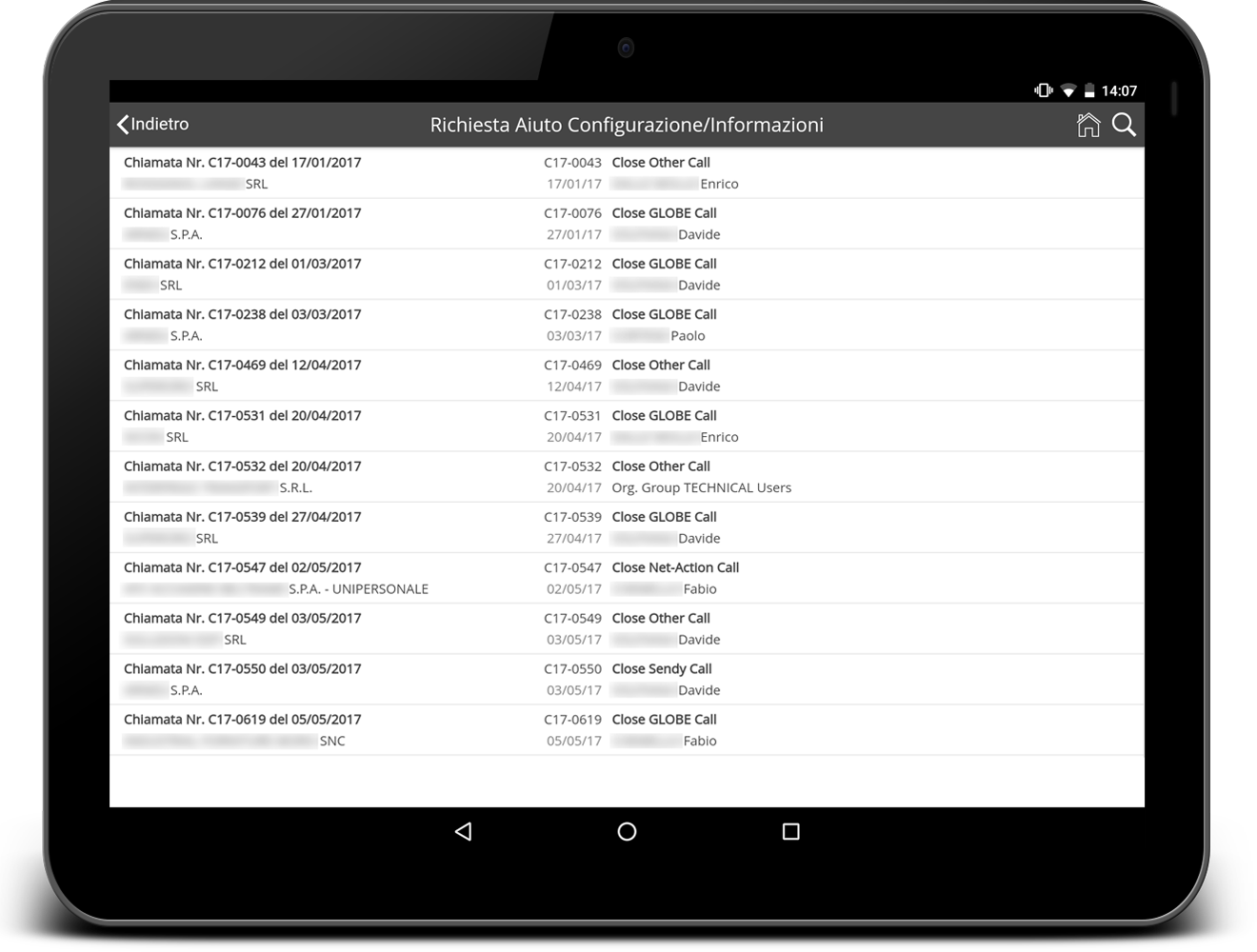 cartella task aiuto configurazione globe app android