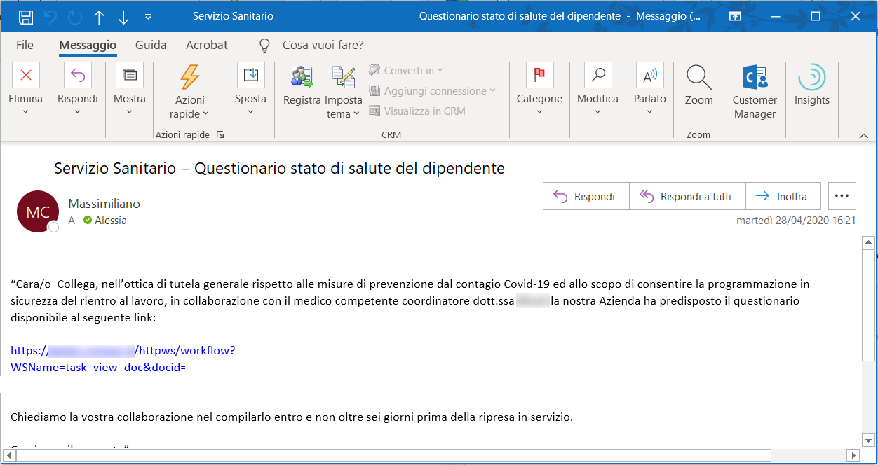 1 email covid dipendente
